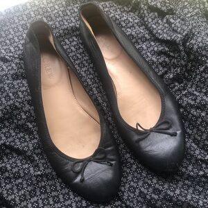 J. Crew Classic Black Leather Ballet Flats - Size 6